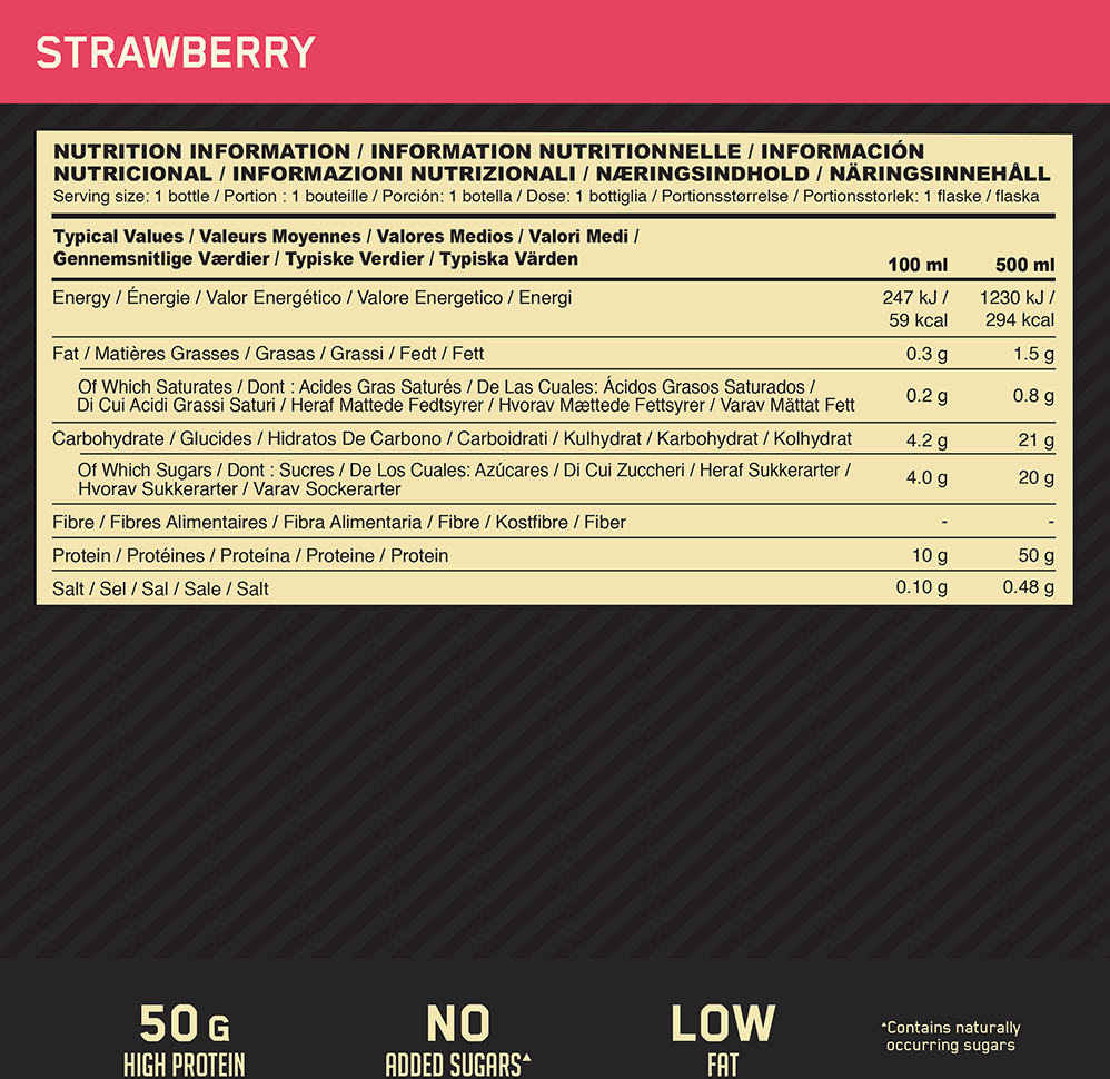 Optimum Nutrition High Protein Shake - 12 x 500 ml Strawberry