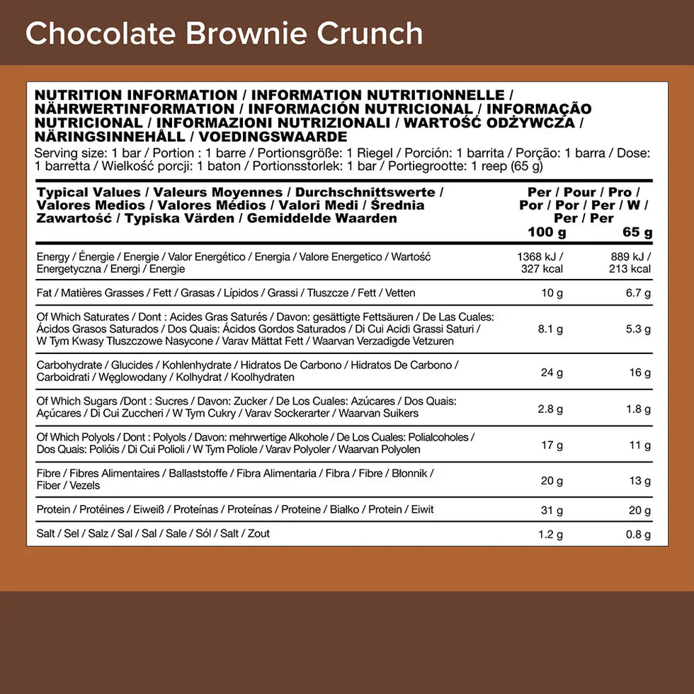 Optimum Nutrition Protein Bar - 10 x 65 g Chocolate Brownie Crunch