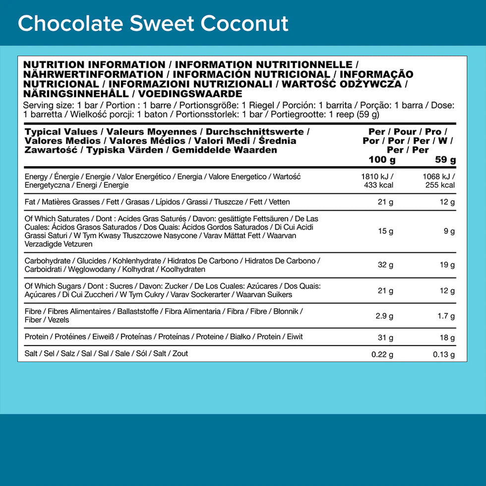 Optimum Nutrition Protein Bar - 12 x 59 g Chocolate Sweet Coconut