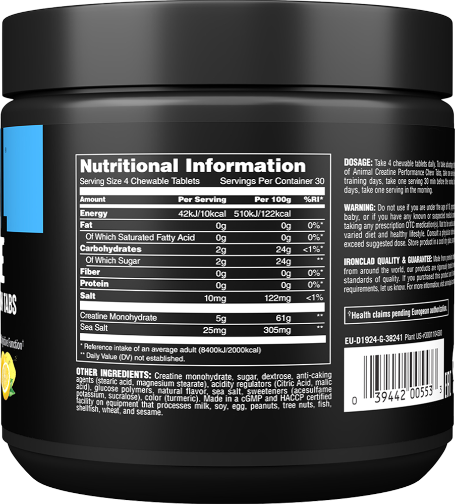 Animal Creatine Chews - 120 tabs Lemon Ice