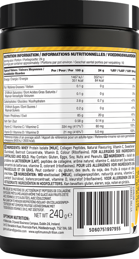 Optimum Nutrition Gold Standard Clear Whey + Collagen - 240 g