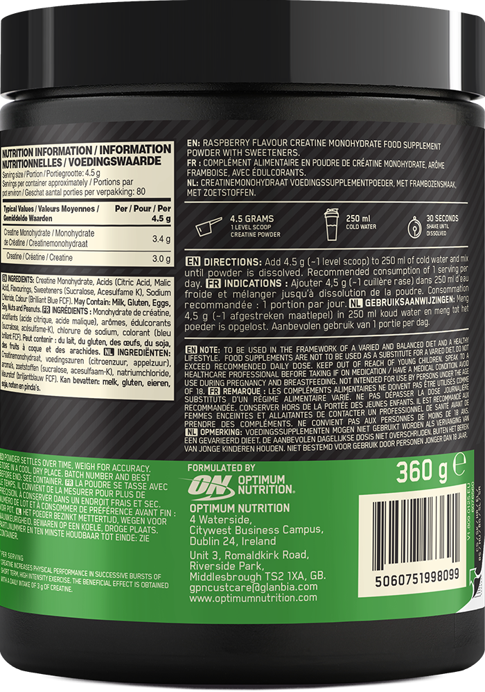 Optimum Nutrition Micronised Creatine Powder - 360 g - Blue Raspberry