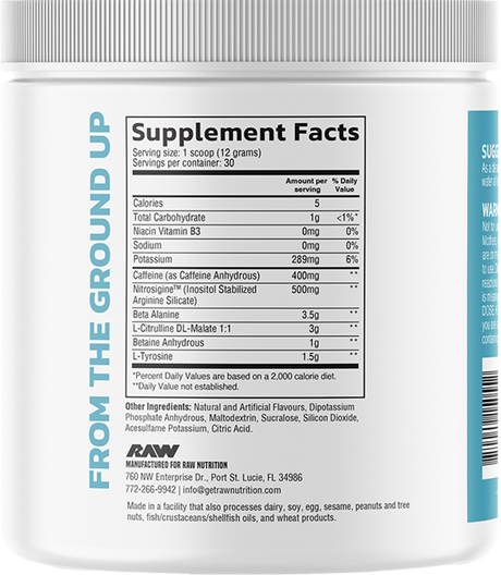 RAW Pre Extreme - 30 servings Kiwi Blueberry