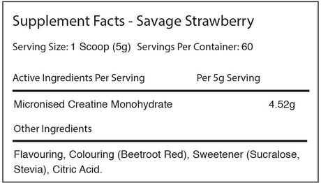 Warrior Creatine Monohydrate - 300 g Savage Strawberry