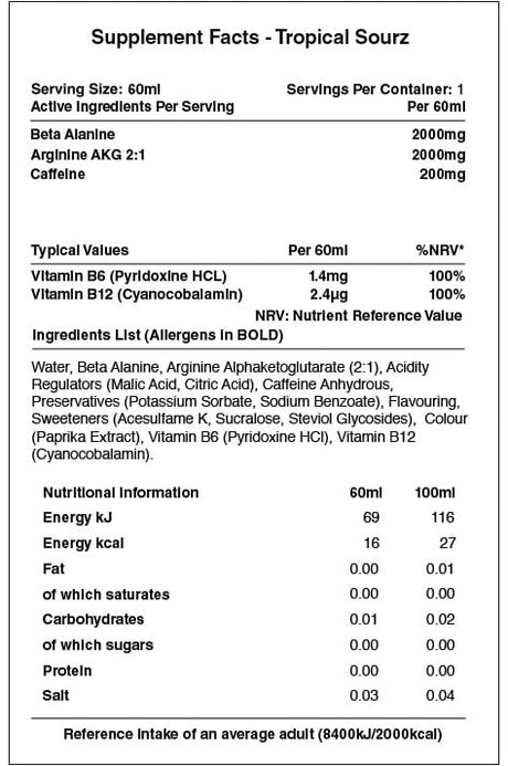 Warrior Rage Energy Shots - 12 x 60 ml Lemon Lime